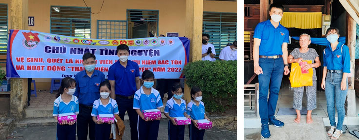 Trao học bổng cho các em học sinh Trường Tiểu học Nguyễn Trung Trực; Thăm hỏi, tặng quà, cho 07 gia đình chính sách